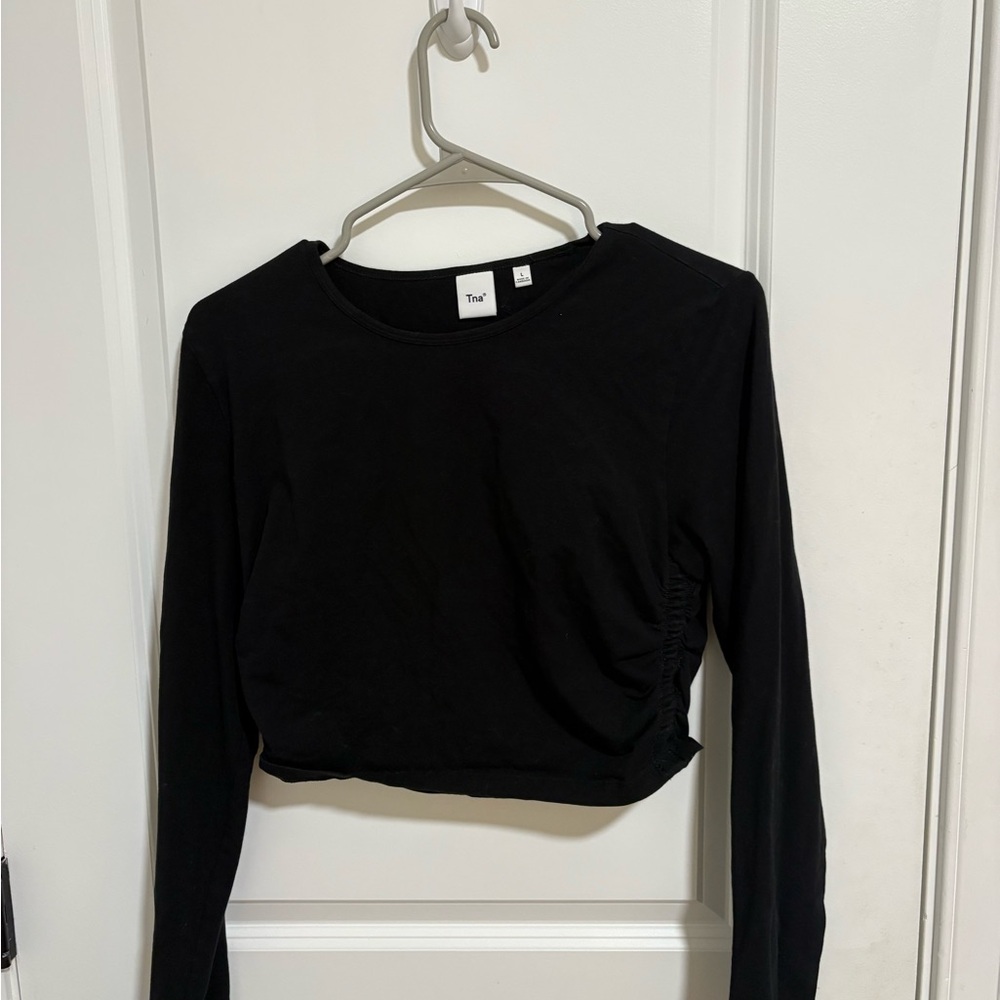 TNA Women's Black Long Sleeve Crop Top